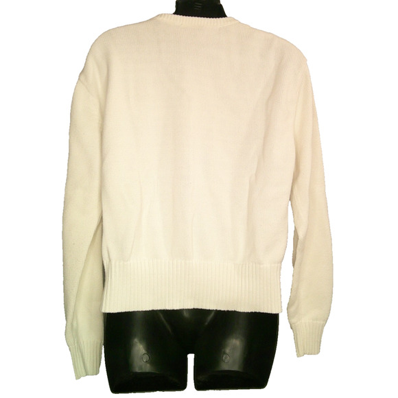 Ann Taylor Vintage Women's Large White Button-down Sweater Cardigan with Argyle - Picture 5 of 7